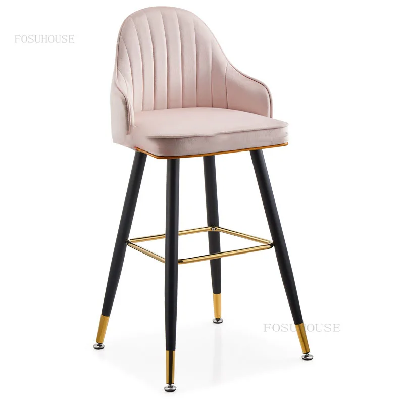 Nordic Creative Bar Chairs Kitchen Furniture Backrest High Bar Stools Minimalist Modern Armchair Hotel Front Desk Chair