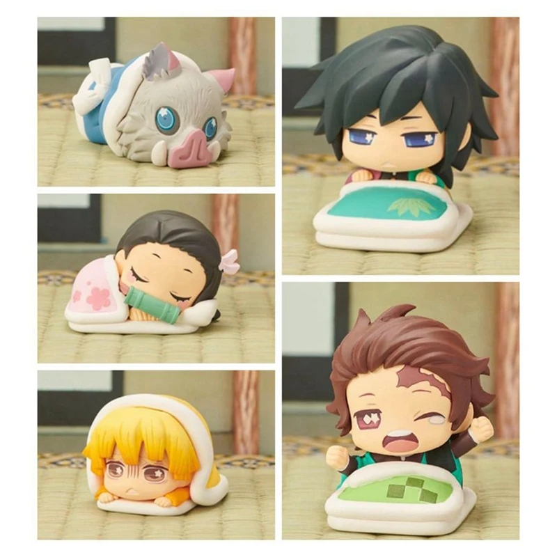 

5Pcs/Set Japan Hot Anime Ghost Slayer Series Q Version Doll Capsule Box Egg Decoration Sleeping Demon Slayer Model Toys