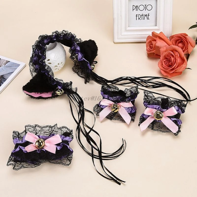 Cosplay&ware Female Girls Anime Lolita Cosplay Costume Plush Cat Ears Bowknot Bell Ruffles Lace Collar Necklace Wristband -Zentai shop online Had0cd95f2c434f85a7c5390ac2fce232q.jpg