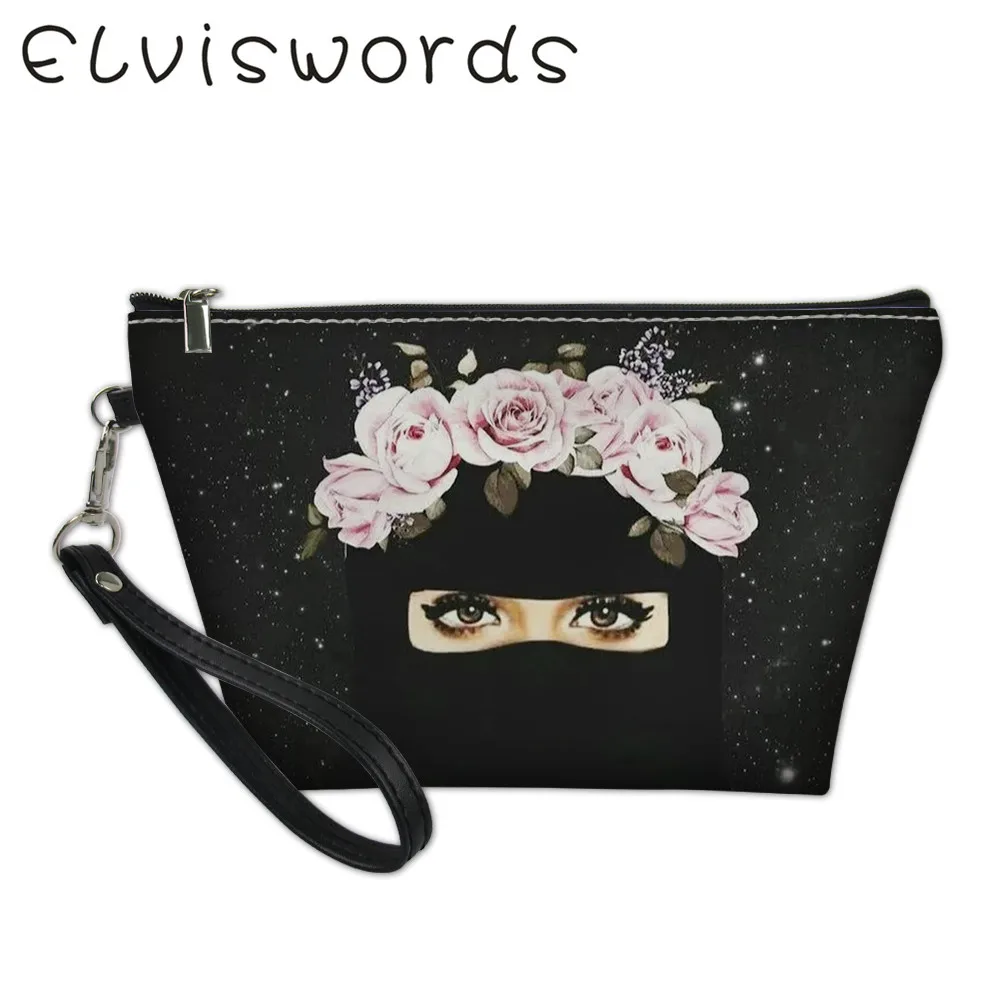 ELVISWORDS, женские сумки для макияжа, хиджаб, для лица, мусульманский, исламский, для девочек, с принтом глаз, косметичка, Женские Сумки из искусственной кожи, bolso mujer