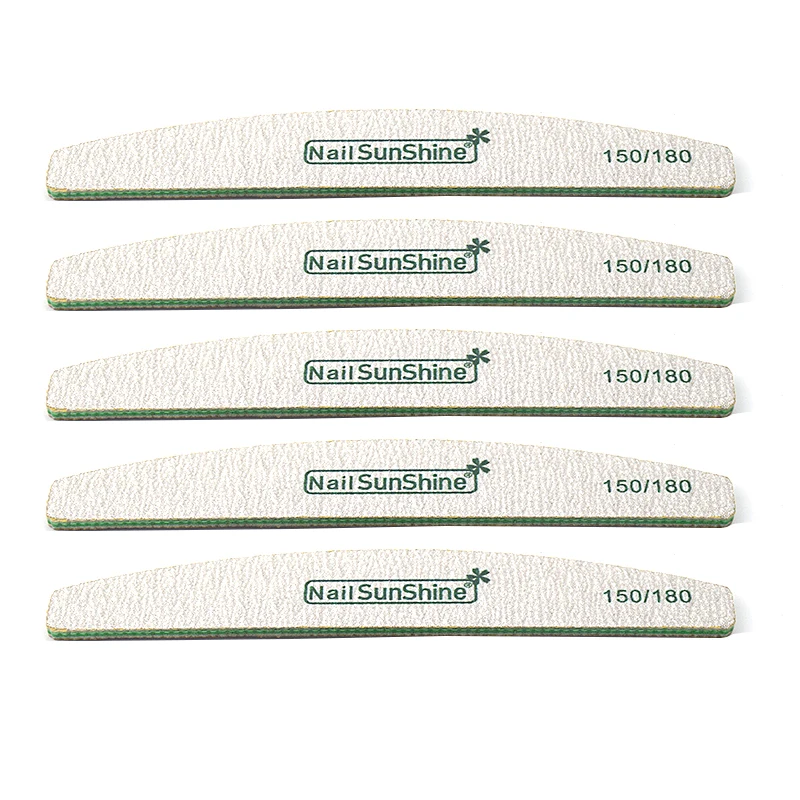 100 шт, Шлифовальная Пилка Для ногтей 150/180 гритов, полировальный блок, пилка для ногтей в форме полумесяца, полировальная пилка для маникюра, педикюра, инструмент для маникюра