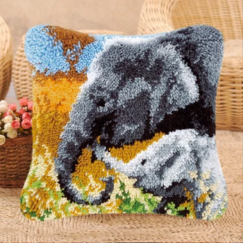 

3D Knooppakket Animal Smyrna Latch Hook Pillow Klink Haak Kleed Bloemen Do It Yourself Cross Stitch Pillows Borduurpakket Kussen