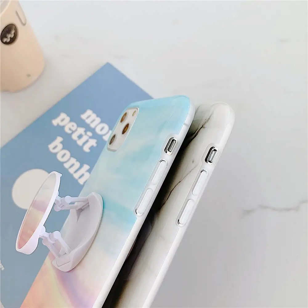 Роскошный Мраморный чехол-подставка для телефона для iphone 11 Pro X XR XS Max 7 8 6 6S Plus, силиконовый мягкий чехол-накладка из ТПУ
