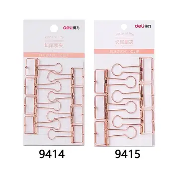 

Deli 8/6pcs Rose Gold Hollowed Out Design Binder Clip For Office School Paper Organizer Stationery Supply Decorative Metal Clips
