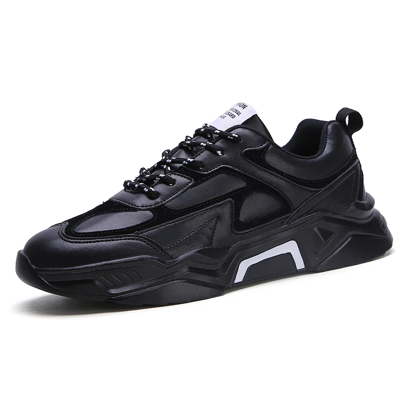 Мужская повседневная обувь; Tenis; дышащие кроссовки на шнуровке; Роскошная модная уличная трендовая обувь; мужские кроссовки; chaussure homme Zapatillas; 46 - Цвет: Black