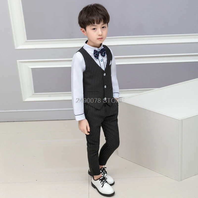 vest pants 2pcs Деловые костюмы для мальчиков; детское платье для дня рождения, свадьбы, вечеринки; Джентльменский жилет+ брюки; комплект из 2 предметов; детская одежда в Корейском стиле - Цвет: vest pants 2pcs