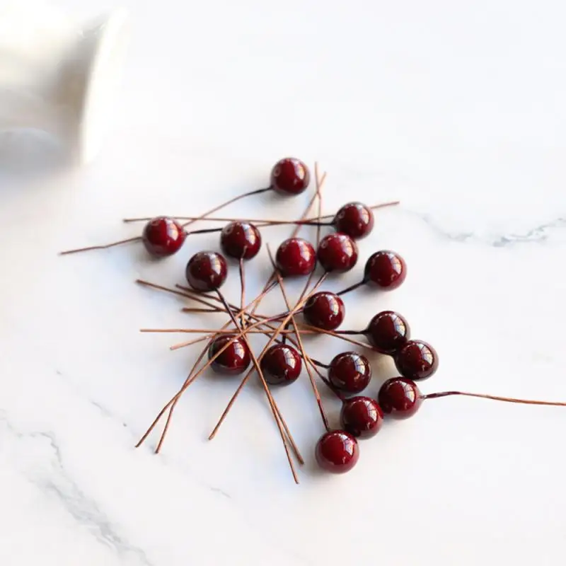 100PCS 100 шт жемчужная ягода искусственная тычинка, цветок для свадебного украшения дома Pistil DIY ВЕНОК Скрапбукинг Ремесло поддельные цветы - Цвет: 100PCS