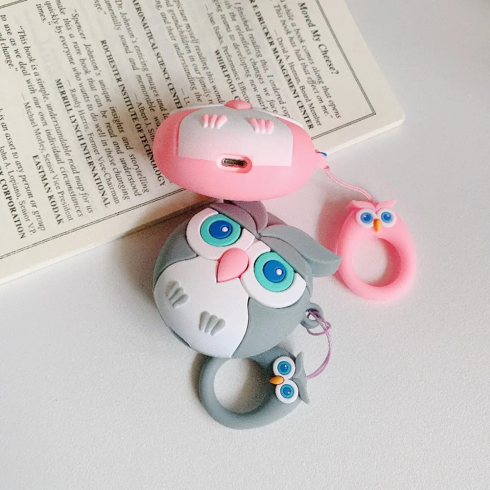 Для Airpods 2 чехол с рисунком совы для Apple Air pods милый чехол для наушников 3D чехол для наушников Аксессуары для наушников
