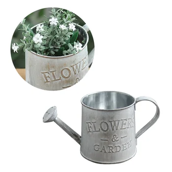 

Creative Flower Vase Can Rustic Style Iron Metal Jug Pitcher Tin Bucket Watering Can Shape Portable Pot for Home Wedding Party D