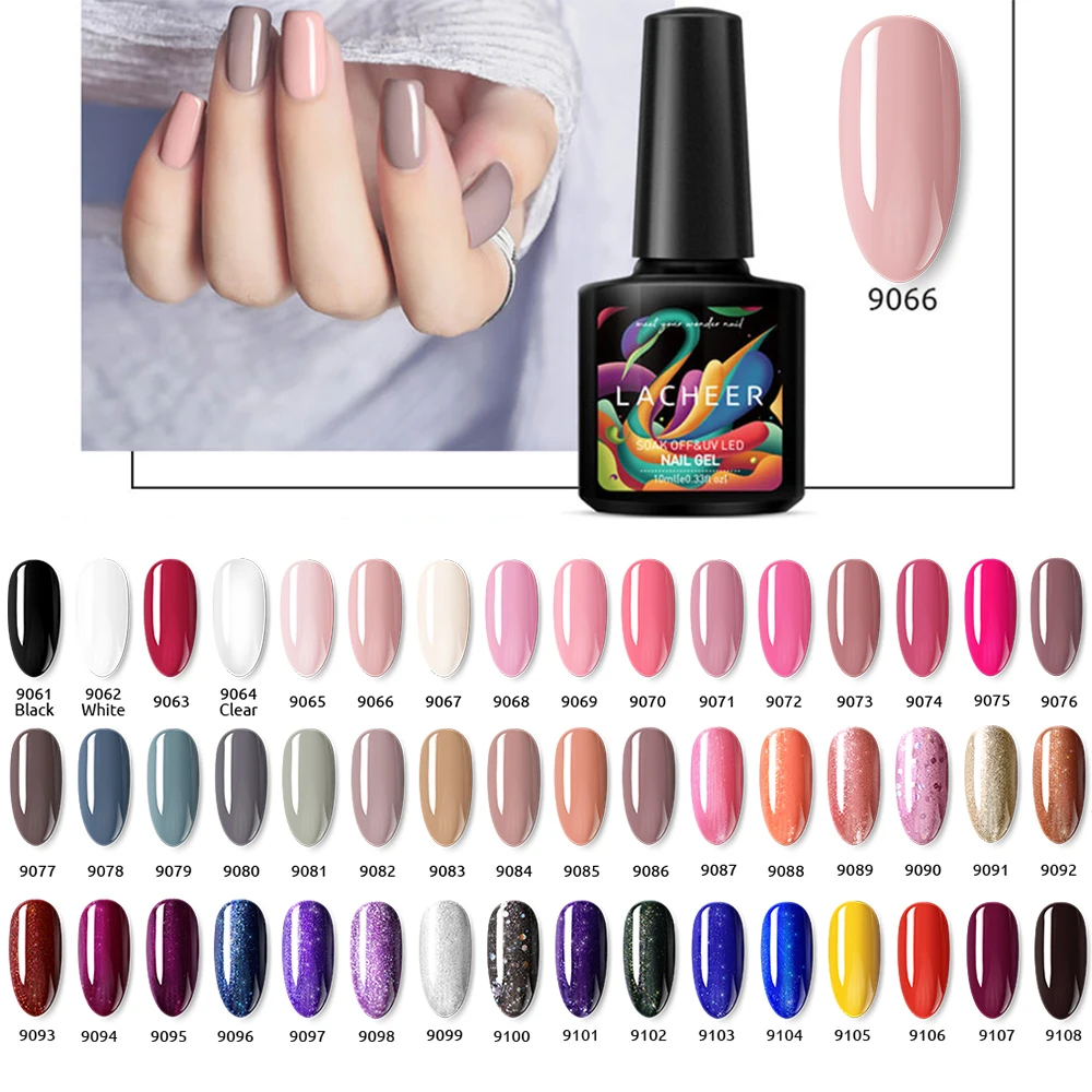 Lacheer 10ML Gel Nail Polish Soak Off Nail Art Led Nail Gel Varnish Semi Permanent UV Nail Polish L