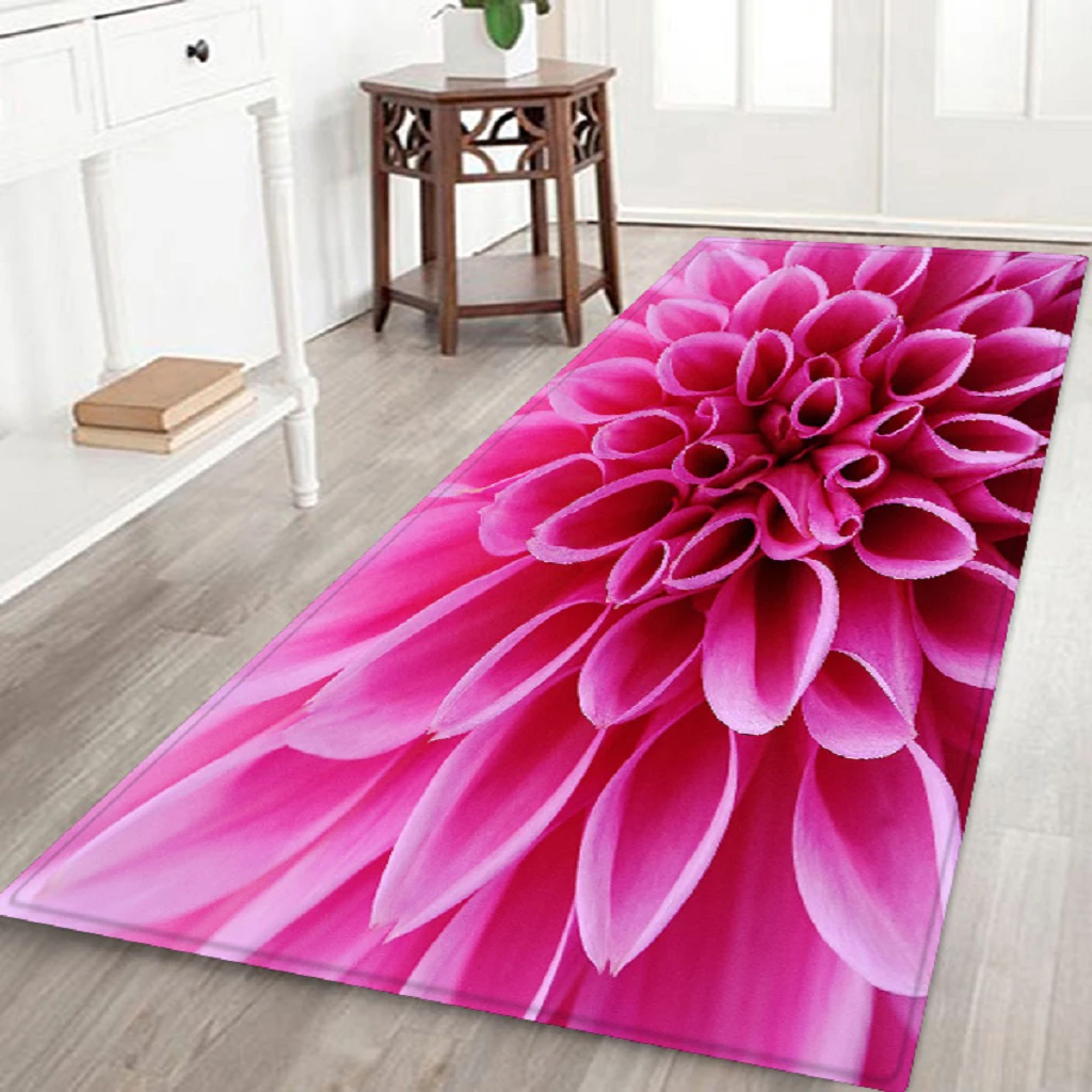 Non-Skid Hallway Runner Rug 3D Photo Printed Bedside Floor Carpet Door Mat 