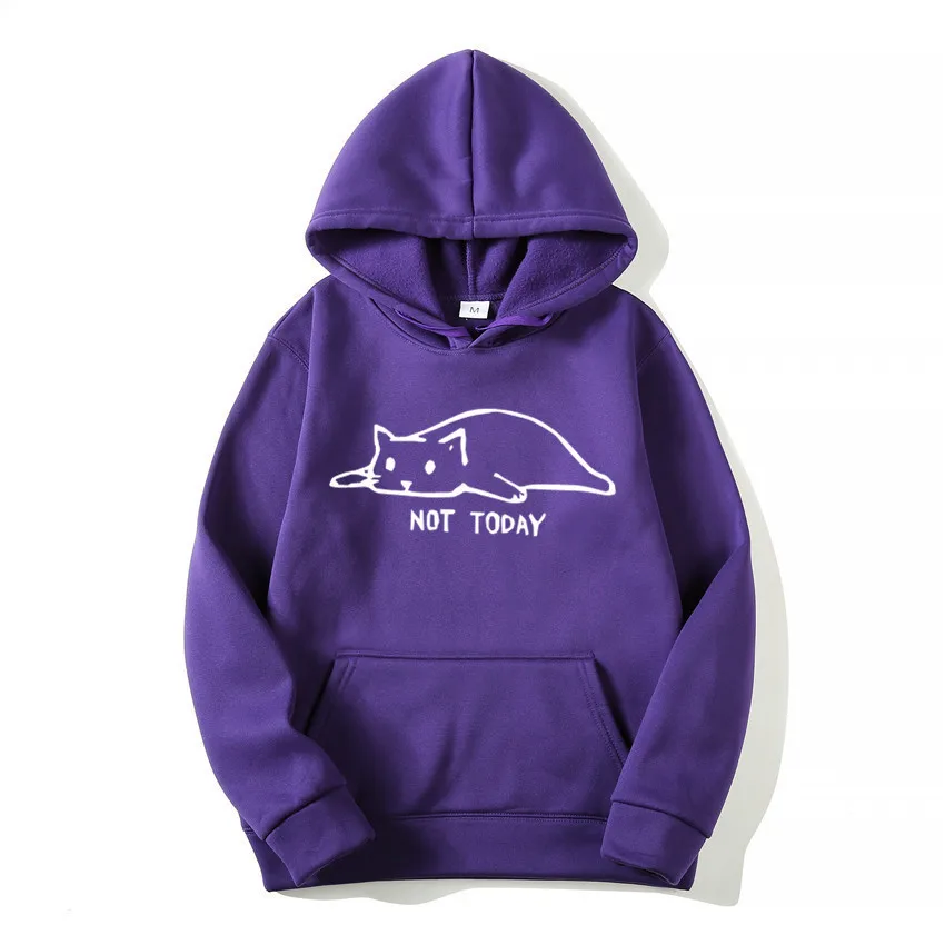 Purple b Толстовки мужские забавные Kawaii Cat Толстовка Harajuku модная Толстовка с длинным рукавом Уличная мода Осень Зима хип хоп Толстовка - Цвет: Purple b