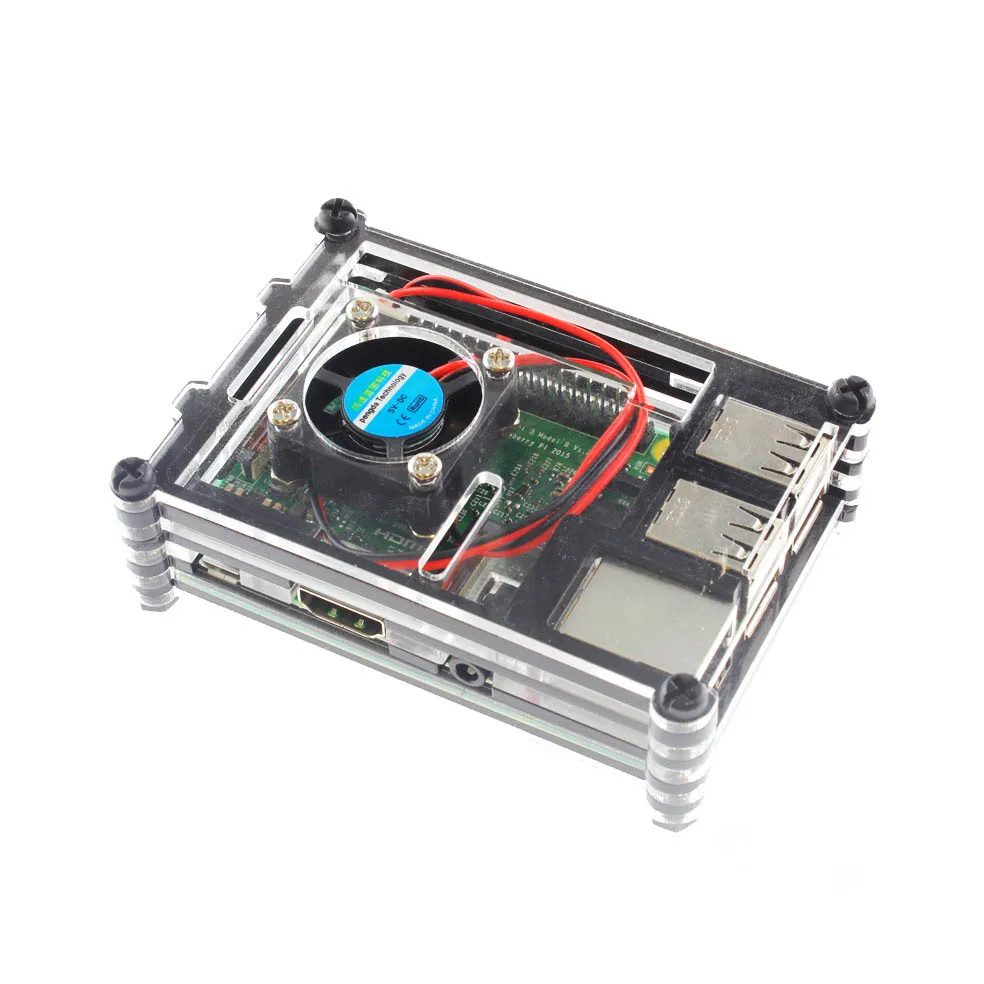 Для Raspberry Pi 3B Plus, корпус, коробка, 9 слоев, акриловая оболочка, крышка, вентилятор охлаждения процессора и радиатор для Raspberry Pi 3 Model B