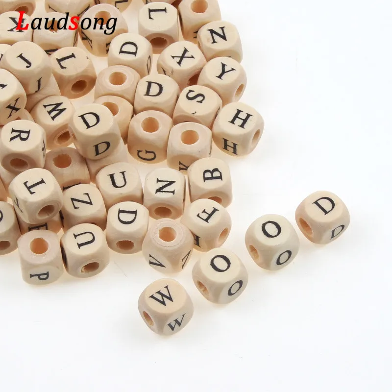 50 Stück 10mm 26 Buchstabenperlen Natürliche Alphabetperlen Quadratische Holzperlen für Schmuckherstellung Halskette Armband Handgemachtes DIY – Detail 5