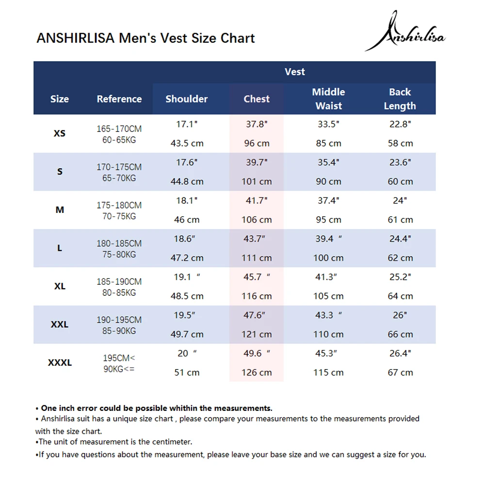 ~vest size chart