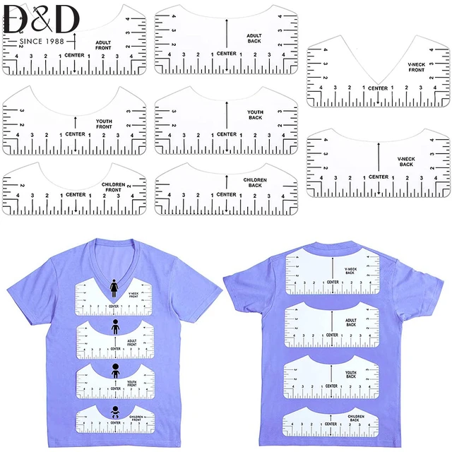 8 Pcs T-shirt Ruler Guide V Neck Alignment Tool To Center Designs  Measure-WG