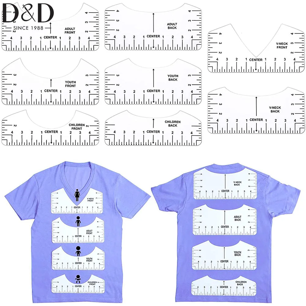 D-D-8pcs-T-Shirt-Alignment-Ruler-PVC-T-shirt-Measurement-Ruler-Round ...