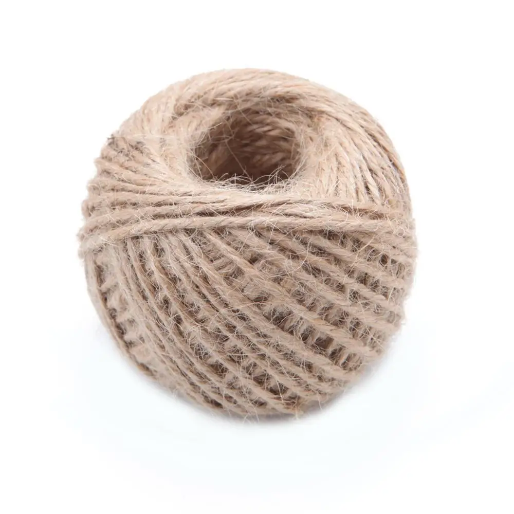 Coffee Винтажный 50 м Hessian Мешковина натуральный джутовый шпагат пеньковый шнур для изготовления струн - Цвет: Coffee
