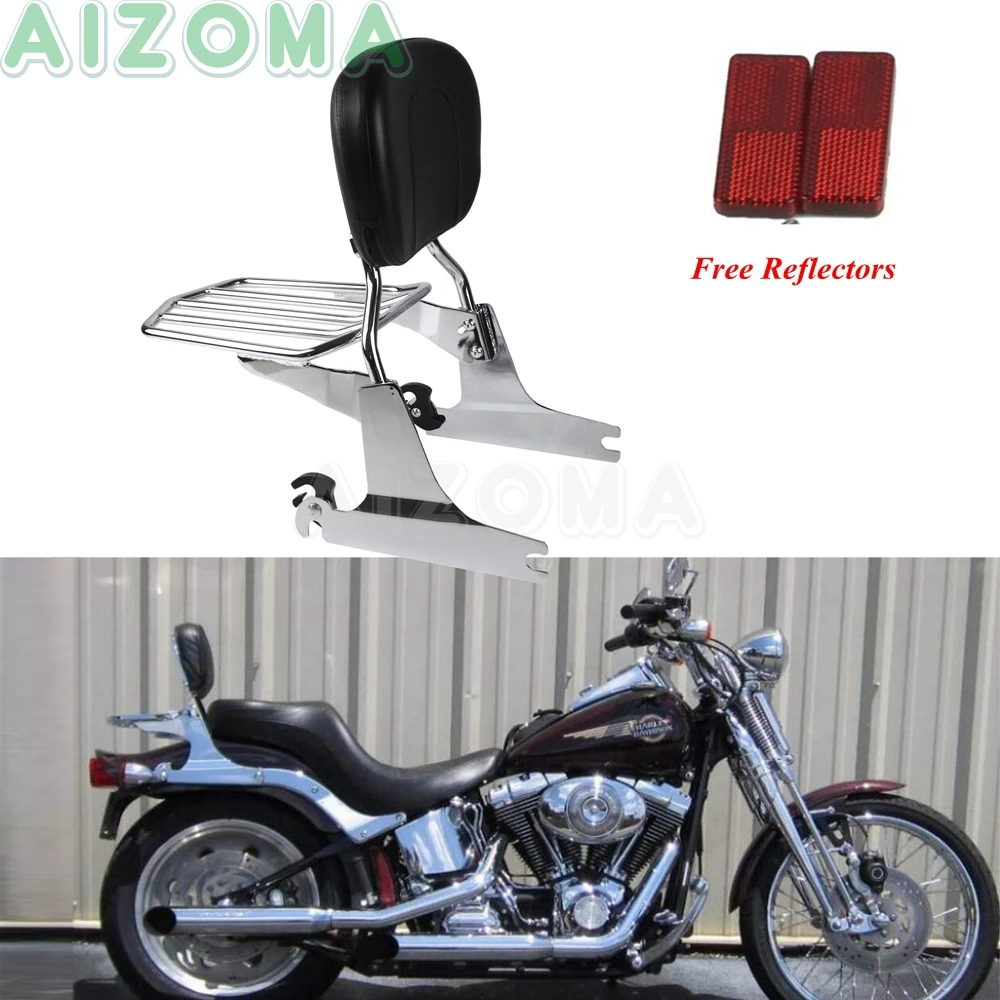 Мотоцикл задних пассажиров Сисси Бар спинки w/хром Luggae стойки для Harley Softail Fat Boy Стандартный ночной поезд 2005