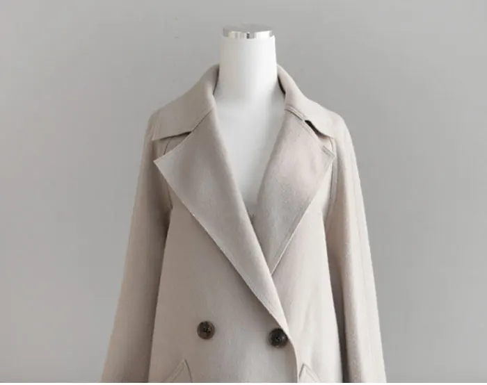 Зимнее пальто женское широкий лацкан и пояс карманное шерстяное пальто оверсайз длинное пальто шерстяное пальто женское