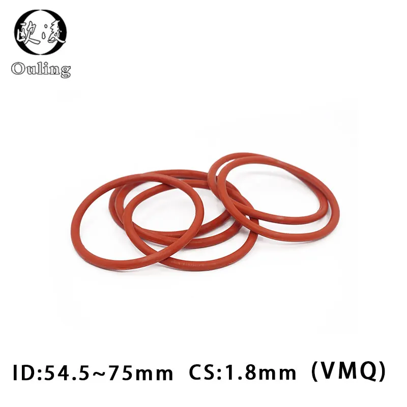 

Red Silicon Ring Silicone/VMQ O ring 1.8mm Thickness ID54.5/75mm Rubber O-ring Seal Silicone Sealing Gasket Sanitary Washer
