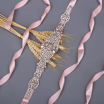 

TOPQUEEN Rose Gold Belts Crystal Sashes for Wedding Bridal Belt Bride Belts with Rhinestones Wedding Party Dresses S123-RG