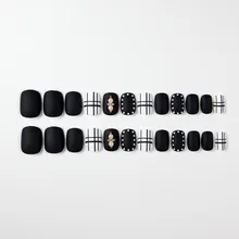 Поддельные ногти патч тусклый лак черный матовый короткий японский стиль Douyin Маникюр готовой продукции разборки ноготь девушки
