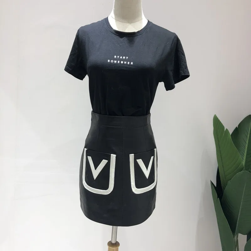 Женская юбка из 100% натуральной овечьей кожи модная короткая до колен 2019|Юбки| |