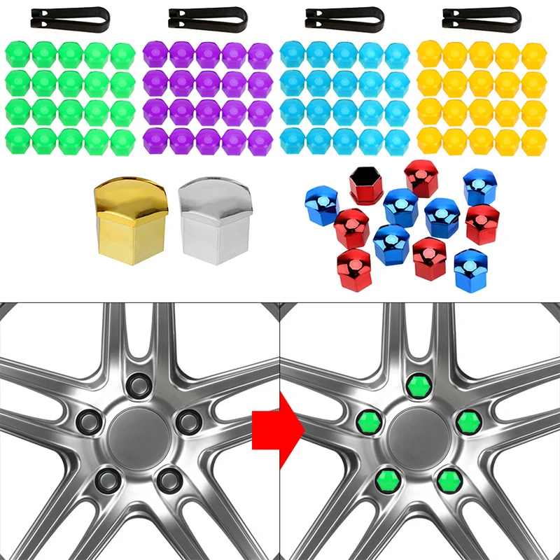 Car Wheel Nut Protection Caps - 20-Piece Set, 17mm, Anti-Rust Exterior Decoration