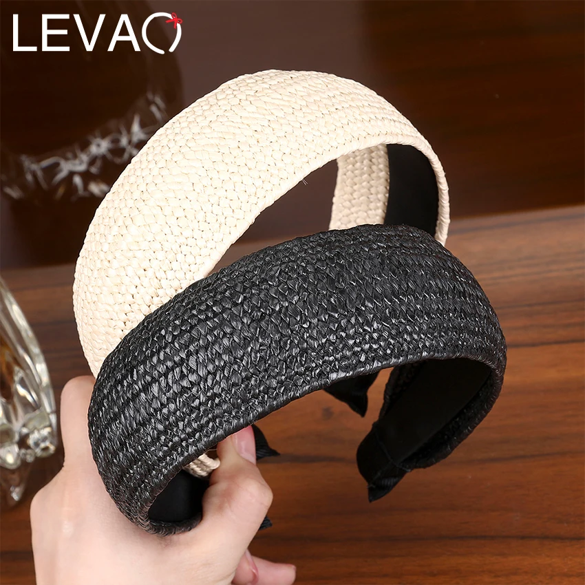 

Levao 2019 Straw Weaving Headband for Women Wide Hair Hoop Simple Solid Elegant Party Stylish Head Band Girls Hair Accessories