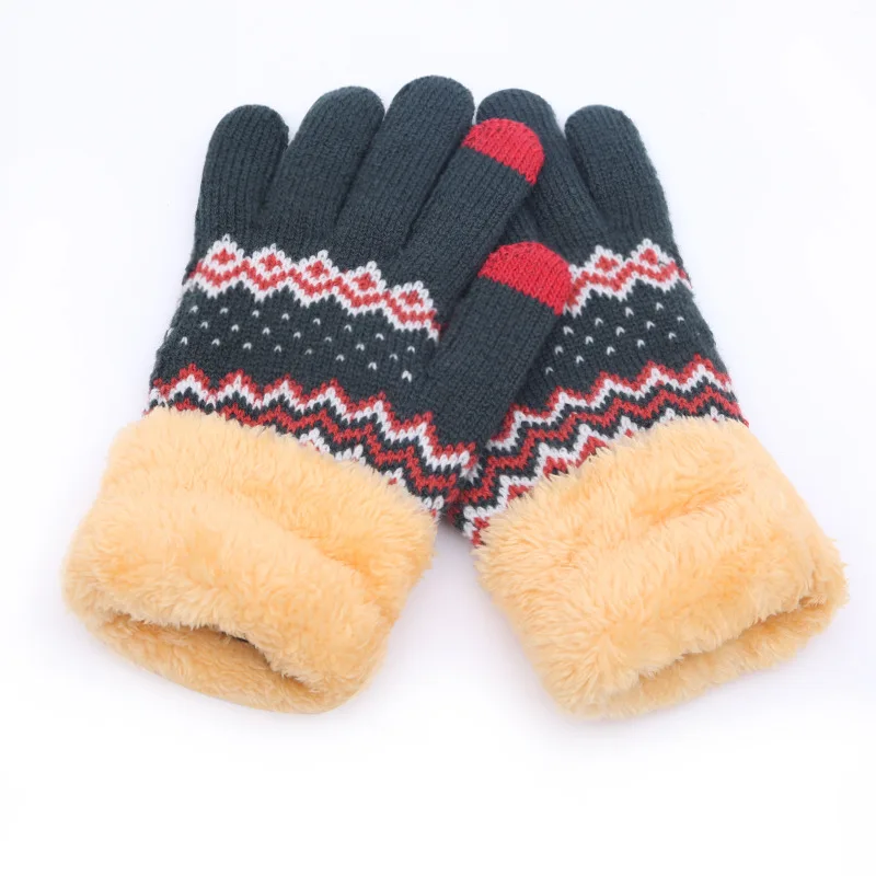 Новые зимние перчатки с сенсорным экраном женские теплые тянущиеся трикотажные женские утепленные варежки полный палец Guantes осенние женские перчатки для вождения - Цвет: Зеленый