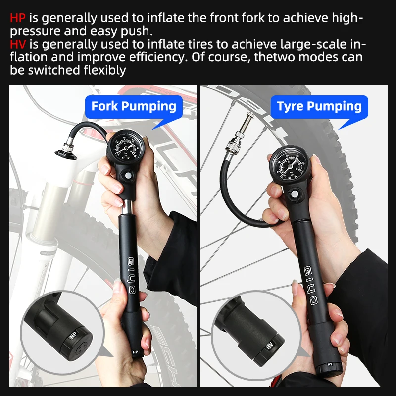 Bike Shock Pump,HUIOP Bike Shock Pump With Pressure Gauge