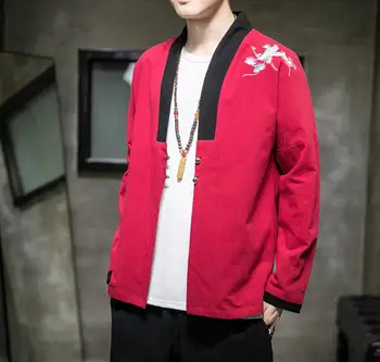 

Sinicism Mens Spring linen Embroidery Jacket Men Chinese Style Casual Jacket Male Traditional Fashion Coat Oversize