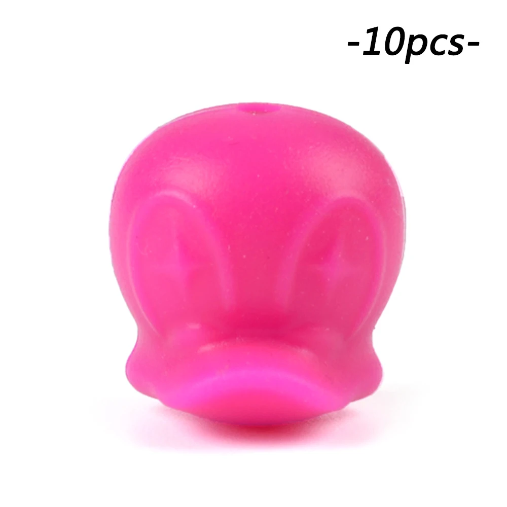 violet red LOFCA 10 шт. Дональд бисер силиконовый без бисфенола А животное утка Прорезыватель бусины, прорезыватель аксессуары пищевой кольцо для соски изготовление - Цвет: violet red