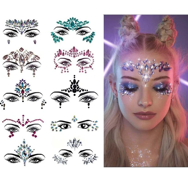 Mermaid Face Gems Stick Jewels for Women Cosplay Mermaid Halloween Club  Costume Face Gems Sticker on Rave Party Gift for Kids Costume Temporary  Tattoos 