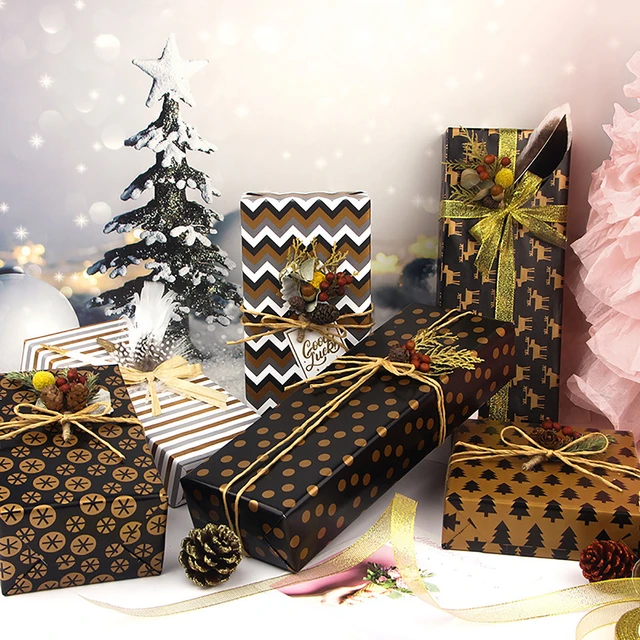 Black and Gold Christmas Wrapping Paper