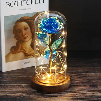 

Eternal Rose Forever Beauty And Beast Rose In Flask Led Rose Flower Light Glass Dome Mother's Day Wedding Gift Home Decoration