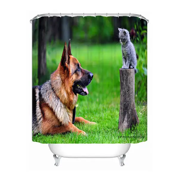 Shower Curtain Пользовательские немецкая овчарка Собака водонепроницаемый Душ занавес для ванной комнаты s крючки полиэстер ткань разные размеры#180421-Sina-08 - Цвет: Shower Curtain