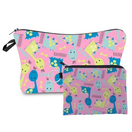 Jom Tokoy 2 PCS Printed Makeup Bag Cute Animal Pattern Cosmetic Bag Set for Women Combination Gift Organizer Bag HLZH210