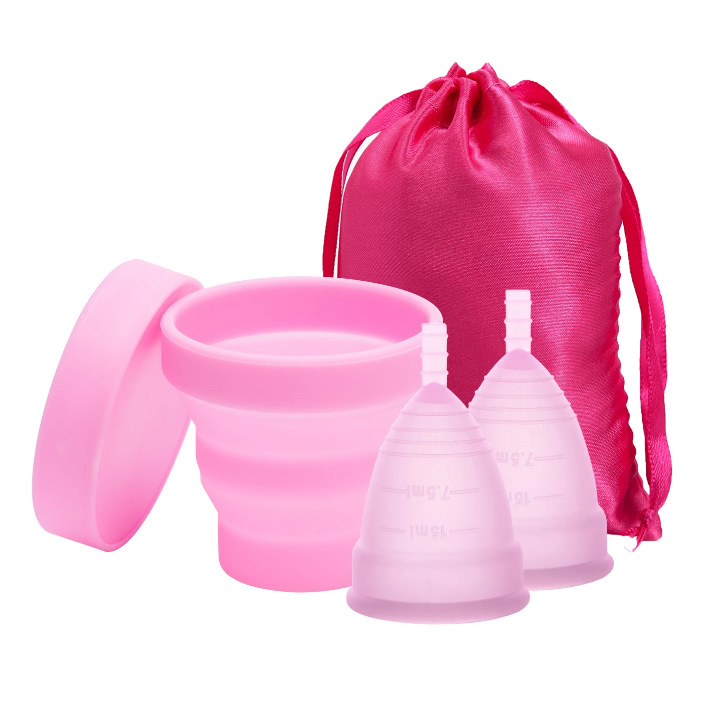 Feminine Hygiene Menstrual Cup Medical Silicone Menstrual Cup Sterilizer Women Lady Cup Sterilizing for Women Menstrual Period - Цвет: 2cup-Pink-1SterPink