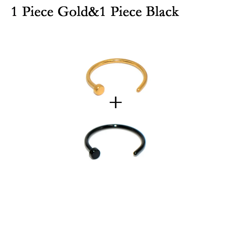 Gold v Black 316L хирургическая сталь поддельная перегородка кольцо в нос серебро золото Зажим для тела обруч для женщин перегородка пирсинг клип ювелирные изделия подарок 20 г - Окраска металла: Gold v Black