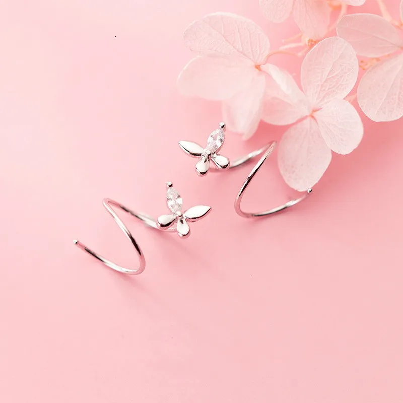 

100% 925 Sterling Silver Women's Small bow Ear Bones Ear Buckle Ring Tightly Packed Mini Double Ring Earrings