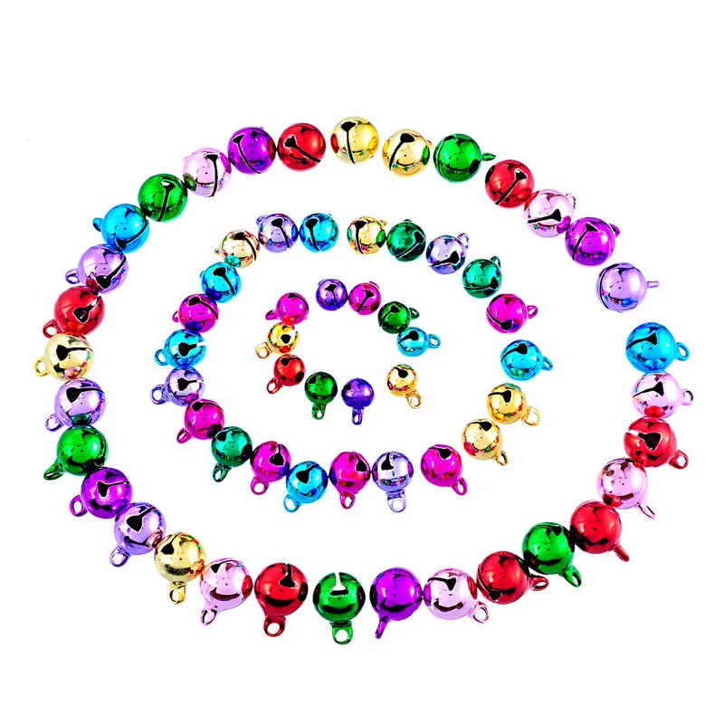 DIY Mixed Color Christmas Tree Jingle Bells Pendants Iron Decoration Round Hanging Ornaments Home Party 50PCs Multicolor