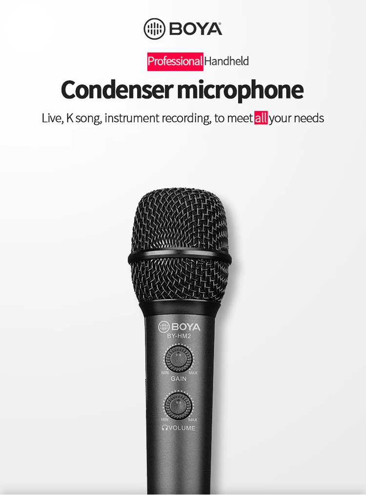 BOYA BY-HM2 BM58 BM-57 HM2 Microphone Cardioid Dynamic Vocal Microphone for Karaoke Singing Stage with 5.0m XLR Cable live AV