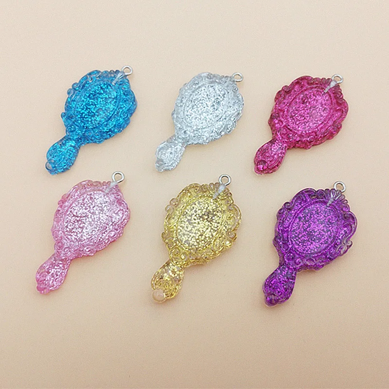 10pcs 23*46mm Resin Gliter Mirror charms flatback cabochon Craft jewelry making kawaii Pendants for DIY decoration | Дом и сад