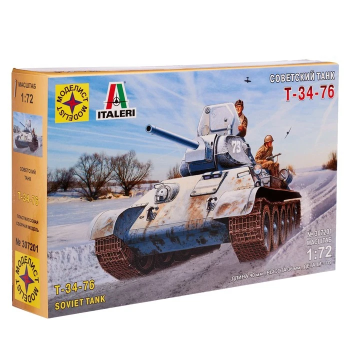 Сборная модель Советский танк Т-34-76 масштаб 1:72 | Игрушки и хобби