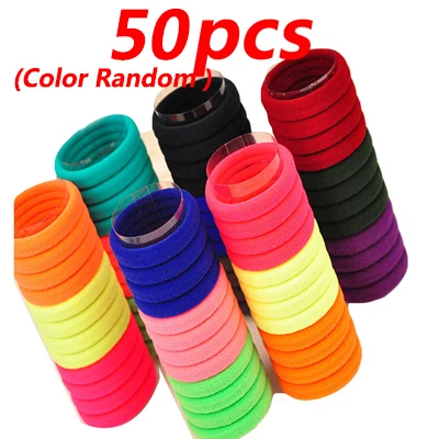 50PCS Style 4 30/50/100 шт Красочные Эластичные женские обручи нарисованной длинноволосой девочкой, резинка, ленточка Галстуки резинки, черные, конский хвост зажим для волос аксессуары - Цвет: 50PCS Style 4