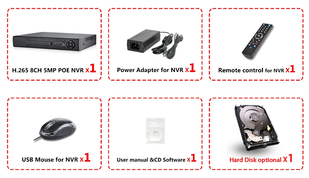 HCVAHDN распознавание лица H.265 5MP 4CH 8CH 48 В POE NVR Аудио видеонаблюдения безопасности видео рекордер для POE IP камера