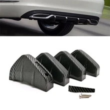 

4Pcs Car Rear Bumper Spoiler Shark Fin Spoiler Protector Cover Carbon Fiber Style PVC