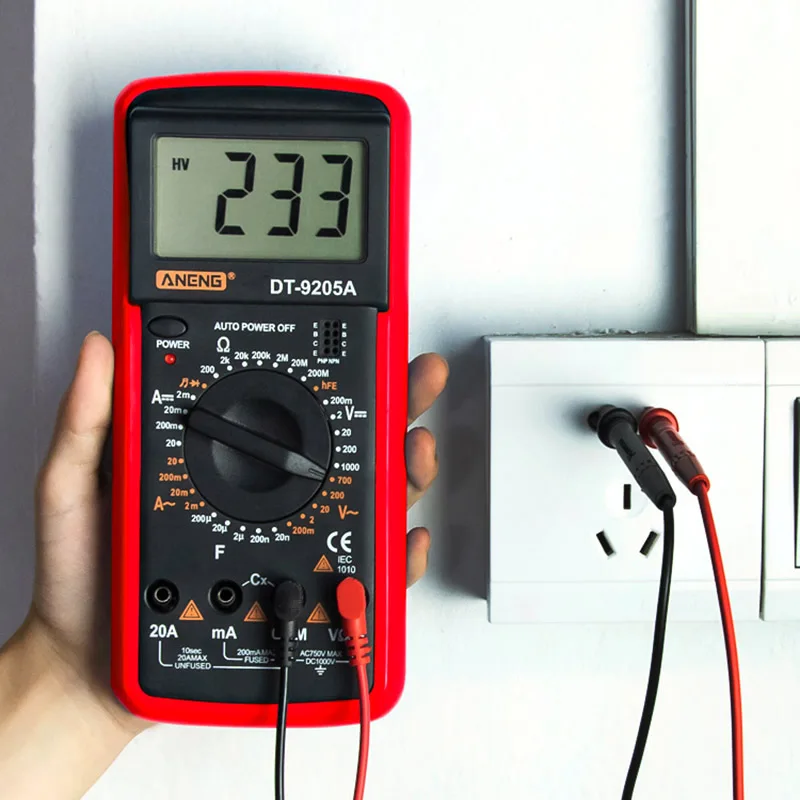ANENG DT9205A Цифровой мультиметр Профессиональный электрический ручной ЖК-дисплей Электрический вольтметр Амперметр метр тестер HR